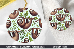Sloth Stained Glass Ornament PNG ,Digital Download File Product Image 1