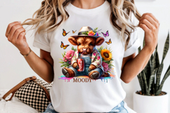 Moody Highland Cow PNG, Floral Soda Cup Sublimation Product Image 6