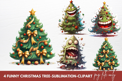Funny Christmas Tree Sublimation Clipart Product Image 1