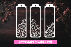 3 Floral Bookmarks Paper cut SVG Laser cut,Cricut,Silhouette Product Image 1