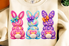 Happy Easter PNG, Coquette Easter Bunny, Faux yarn Bunny PNG Product Image 3