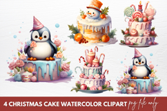 Christmas Cake Watercolor Clipart Sublimation Product Image 1