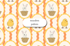 Easter Bunny &amp; Chick Seamless Pattern, Pastel Spring Product Image 1