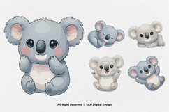 15 Bundle Watercolor Cute Koala Animal Sleeping Kids Sticker Product Image 7