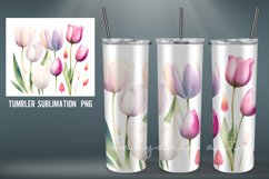 Watercolor Tulipa Tumbler Wrap Sublimation Designs |PNG Product Image 7
