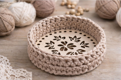 Crochet basket base carved ornament instant download file 6 Product Image 7
