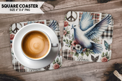 Dove, Birds &amp; Others, Buffalo Plaid Square Coaster PNG Product Image 1