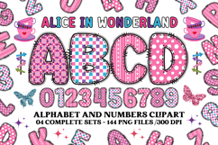 Alice in Wonderland Digital Papers, Alice doodle letters Product Image 2