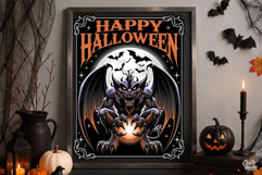 Happy Halloween Gargoyle Monster Sign PNG Graphic Product Image 2