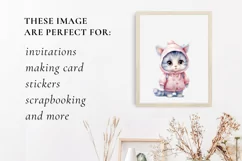 Winter Cute Pink Cat Watercolor Sublimation PNG Product Image 3