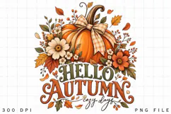 Hello Autumn PNG, Cozy Fall Pumpkin and Floral Design Product Image 3