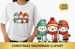 colorful Christmas snowman clipart, snowman sublimation Product Image 1