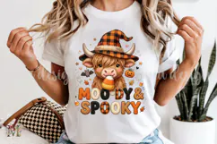 Moody Spooky PNG, Halloween Highland Cow Sublimation Design Product Image 6