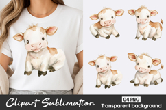 Cute Baby Calf Watercolor Clipart Sublimation PNG Product Image 1