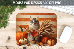 Cat Mouse pad Sublimation - Thanksgiving PNG Design Product Image 1