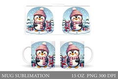 Cute Penguin Mug Design. Christmas Mug Sublimation Product Image 1