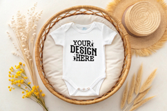Baby Bodysuit White Mockups, Bodysuit Mockup Product Image 1
