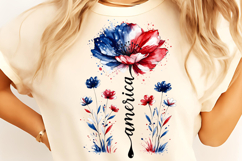 Boho Floral USA T-shirt Design, Floral America PNG, USA PNG Product Image 2