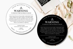 Custom Candle Warning Label Canva Template - B&amp;W 3 Product Image 3