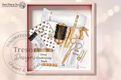 Luxury Hair Salon Sublimation PNG White & Gold Beauty Tools Product Image 8