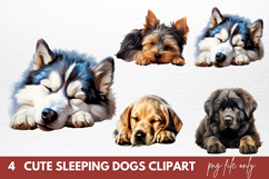 Cute Sleeping Dogs Clipart Sublimation Product Image 1