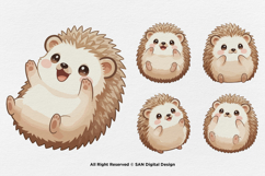 15 Bundle Watercolor Baby Hedgehog Animal Kids Spines Chibbi Product Image 7