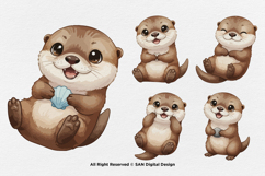 15 Bundle Watercolor Otter Cute Animal Pet Kids Sticker Product Image 7