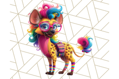 Funky Safari Animals PNG Clipart With Rainbow Hair, Cute Png Product Image 3