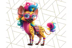 Funky Safari Animals PNG Clipart With Rainbow Hair, Cute Png Product Image 3