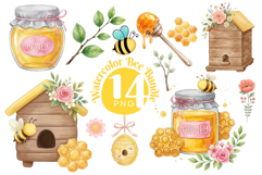 Watercolor Bumble Bee Clipart Product Image 1