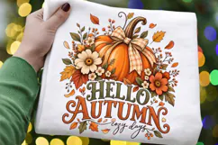 Hello Autumn PNG, Cozy Fall Pumpkin and Floral Design Product Image 1