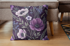 Purple Watercolor Floral Digital Paper, Seamless Shabby Chic Product Image 7