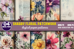 Shabby Floral Patchwork Collage Paper Bundle PNG Product Image 8