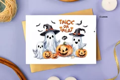 Trick or Treat, Halloween Lettering PNG, Ghost and Pumpkin Product Image 6