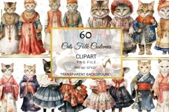 Cats in Folk Costumes Clipart, Cosplay Cats in Clothes PNG Product Image 4