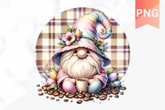Easter Coffee Gnome Sublimation - Gnome Clipart Design Product Image 1