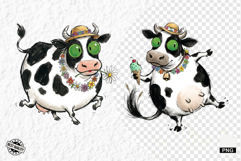 Whimsical Summer Cow Png Clipart Product Image 1