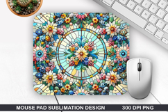 Mouse Pad Sublimation, Winter Flower Mouse Pad PNG Design Product Image 1