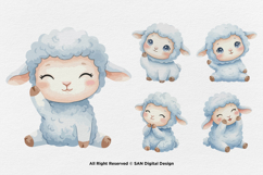 15 Bundle Watercolor Blue Cute Sheep Cute Baby Lamb Kids Product Image 7