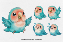 15 Bundle Watercolor Blue Love Bird Cute Kids Flying Wings Product Image 7