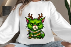 Funny Christmas green cat png design for T-shirts Product Image 4