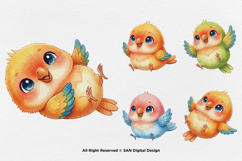 15 Bundle Watercolor Colorful Love Bird Cute Kids Flying Product Image 7