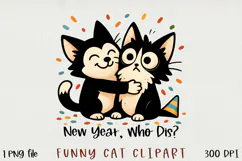 Cute & Funny Cat Clipart, Sublimation PNG. Product Image 1