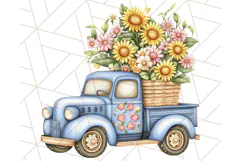 Floral Farm Truck Clipart, Cottagecore Country Truck Png Product Image 3