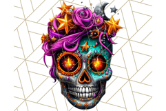 Bright Sugar Skull PNG Clipart, Halloween Colorful Skull Png Product Image 3
