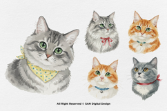 15 Bundle Watercolor Cats Face Kitten Fluffy Pet Funny Stick Product Image 7