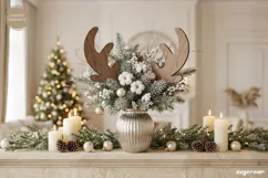 Reindeer Antler Plant Stake Laser Cut | Herb Label | SVG Product Image 1