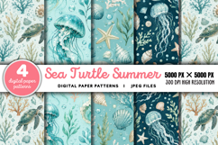 Sea Turtle Summer Seamless Pattern JPG Product Image 1