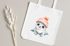 Winter Animals Watercolor Clipart Bundle, Arctic Animals PNG Product Image 7