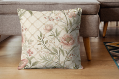 Blush Nude Toile Digital Paper Pack, Vintage Floral Toile Product Image 7